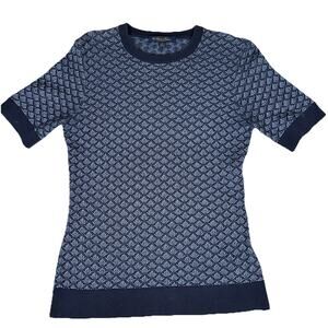 Brooks Brothers Women's Italian Yarn Sweater Navy Short Sleeve Size S career